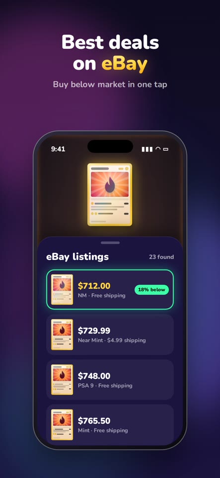 eBay listings for the card